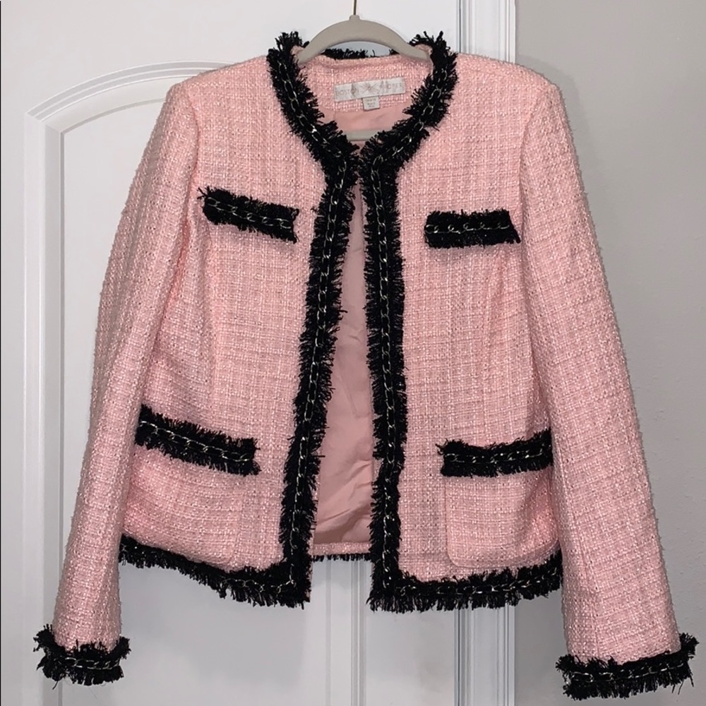 Boston Proper chain detail tweed jacket